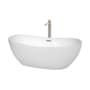 Wyndham Collection Rebecca 65" Freestanding Acrylic Soaking Tub with Center Drain, Drain Assembly, and Overflow - Includes Tub Filler with Personal Handshower White / Brushed Nickel Trim