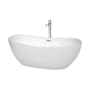 Wyndham Collection Rebecca 65" Freestanding Acrylic Soaking Tub with Center Drain, Drain Assembly, and Overflow - Includes Tub Filler with Personal Handshower White / Polished Chrome Trim
