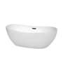 Wyndham Collection Rebecca 65" Free Standing Acrylic Soaking Tub with Center Drain, Drain Assembly, and Overflow White / Matte Black Trim