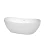 Wyndham Collection Rebecca 65" Free Standing Acrylic Soaking Tub with Center Drain, Drain Assembly, and Overflow White / Shiny White Trim