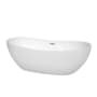 Wyndham Collection Rebecca 70" Free Standing Acrylic Soaking Tub with Center Drain, Drain Assembly, and Overflow White / Polished Chrome Trim