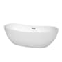 Wyndham Collection Rebecca 70" Free Standing Acrylic Soaking Tub with Center Drain, Drain Assembly, and Overflow White / Matte Black Trim