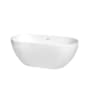 Wyndham Collection Brooklyn 60" Free Standing Acrylic Soaking Tub with Center Drain, Drain Assembly, and Overflow White / Shiny White Trim
