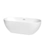 Wyndham Collection Brooklyn 67" Free Standing Acrylic Soaking Tub with Center Drain, Drain Assembly, and Overflow White / Polished Chrome Trim