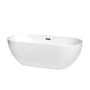 Wyndham Collection Brooklyn 67" Free Standing Acrylic Soaking Tub with Center Drain, Drain Assembly, and Overflow White / Matte Black Trim