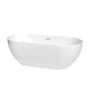 Wyndham Collection Brooklyn 67" Free Standing Acrylic Soaking Tub with Center Drain, Drain Assembly, and Overflow White / Shiny White Trim