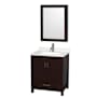 Wyndham Collection Sheffield 30" Free Standing Single Basin Vanity Set with Cabinet, Quartz Vanity Top, and Medicine Cabinet Espresso / Giotto Quartz Top / Brushed Chrome Hardware