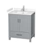 Wyndham Collection Sheffield 30" Free Standing Single Basin Vanity Set with Cabinet and Cultured Marble Vanity Top Gray / Carrara Cultured Marble Top / Brushed Chrome Hardware