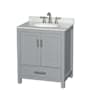 Wyndham Collection Sheffield 30" Free Standing Single Basin Vanity Set with Cabinet and Marble Vanity Top Gray / White Carrara Marble Top
