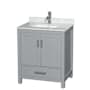 Wyndham Collection Sheffield 30" Free Standing Single Basin Vanity Set with Cabinet and Marble Vanity Top Gray / White Carrara Marble Top
