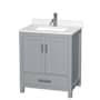 Wyndham Collection Sheffield 30" Free Standing Single Basin Vanity Set with Cabinet and Quartz Vanity Top Gray / Giotto Quartz Top / Brushed Chrome Hardware