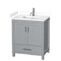 Wyndham Collection Sheffield 30" Free Standing Single Basin Vanity Set with Cabinet and Cultured Marble Vanity Top Gray / White Cultured Marble Top / Brushed Chrome Hardware