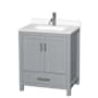 Wyndham Collection Sheffield 30" Free Standing Single Basin Vanity Set with Cabinet and Quartz Vanity Top Gray / White Quartz Top / Brushed Chrome Hardware