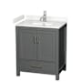 Wyndham Collection Sheffield 30" Free Standing Single Basin Vanity Set with Cabinet and Cultured Marble Vanity Top Dark Gray / Carrara Cultured Marble Top / Brushed Chrome Hardware