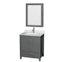 Wyndham Collection Sheffield 30" Free Standing Single Basin Vanity Set with Cabinet, Marble Vanity Top, and Medicine Cabinet Dark Gray / White Carrara Marble Top / Brushed Chrome Hardware