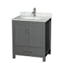 Wyndham Collection Sheffield 30" Free Standing Single Basin Vanity Set with Cabinet and Marble Vanity Top Dark Gray / White Carrara Marble Top / Brushed Chrome Hardware
