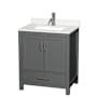 Wyndham Collection Sheffield 30" Free Standing Single Basin Vanity Set with Cabinet and Quartz Vanity Top Dark Gray / Giotto Quartz Top / Brushed Chrome Hardware