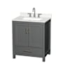 Wyndham Collection Sheffield 30" Free Standing Single Basin Vanity Set with Cabinet and Quartz Vanity Top Dark Gray / Giotto Quartz Top / Brushed Chrome Hardware