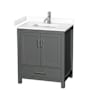 Wyndham Collection Sheffield 30" Free Standing Single Basin Vanity Set with Cabinet and Cultured Marble Vanity Top Dark Gray / White Cultured Marble Top / Brushed Chrome Hardware