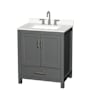 Wyndham Collection Sheffield 30" Free Standing Single Basin Vanity Set with Cabinet and Quartz Vanity Top Dark Gray / White Quartz Top / Brushed Chrome Hardware