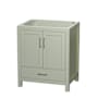 Wyndham Collection Sheffield 30" Single Free Standing Vanity Cabinet Only - Less Vanity Top Light Green / Brushed Nickel Hardware