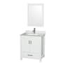 Wyndham Collection Sheffield 30" Free Standing Single Basin Vanity Set with Cabinet, Marble Vanity Top, and Framed Mirror White / White Carrara Marble Top / Brushed Chrome Hardware