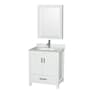 Wyndham Collection Sheffield 30" Free Standing Single Basin Vanity Set with Cabinet, Marble Vanity Top, and Medicine Cabinet White / White Carrara Marble Top / Brushed Chrome Hardware