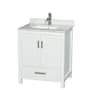 Wyndham Collection Sheffield 30" Free Standing Single Basin Vanity Set with Cabinet and Marble Vanity Top White / White Carrara Marble Top / Brushed Chrome Hardware