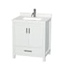 Wyndham Collection Sheffield 30" Free Standing Single Basin Vanity Set with Cabinet and Quartz Vanity Top White / Giotto Quartz Top / Brushed Chrome Hardware