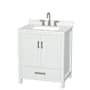 Wyndham Collection Sheffield 30" Free Standing Single Basin Vanity Set with Cabinet and Quartz Vanity Top White / Giotto Quartz Top / Brushed Chrome Hardware