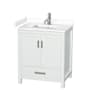 Wyndham Collection Sheffield 30" Free Standing Single Basin Vanity Set with Cabinet and Cultured Marble Vanity Top White / White Cultured Marble Top / Brushed Chrome Hardware