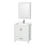 Wyndham Collection Sheffield 30" Free Standing Single Basin Vanity Set with Cabinet, Quartz Vanity Top, and Medicine Cabinet White / White Quartz Top / Brushed Chrome Hardware