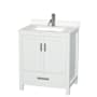 Wyndham Collection Sheffield 30" Free Standing Single Basin Vanity Set with Cabinet and Quartz Vanity Top White / White Quartz Top / Brushed Chrome Hardware