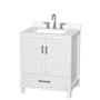 Wyndham Collection Sheffield 30" Free Standing Single Basin Vanity Set with Cabinet and Quartz Vanity Top White / White Quartz Top / Brushed Chrome Hardware