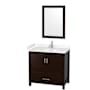 Wyndham Collection Sheffield 36" Free Standing Single Basin Vanity Set with Cabinet, Cultured Marble Vanity Top, and Framed Mirror Espresso / Carrara Cultured Marble Top / Brushed Chrome Hardware