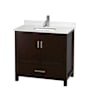 Wyndham Collection Sheffield 36" Free Standing Single Basin Vanity Set with Cabinet and Quartz Vanity Top Espresso / Giotto Quartz Top / Brushed Chrome Hardware