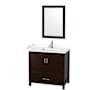 Wyndham Collection Sheffield 36" Free Standing Single Basin Vanity Set with Cabinet, Cultured Marble Vanity Top, and Framed Mirror Espresso / White Cultured Marble Top / Brushed Chrome Hardware