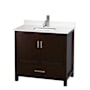 Wyndham Collection Sheffield 36" Free Standing Single Basin Vanity Set with Cabinet and Quartz Vanity Top Espresso / White Quartz Top / Brushed Chrome Hardware