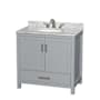 Wyndham Collection Sheffield 36" Free Standing Single Basin Vanity Set with Cabinet and Marble Vanity Top Gray / White Carrara Marble Top