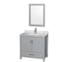 Wyndham Collection Sheffield 36" Free Standing Single Basin Vanity Set with Cabinet, Marble Vanity Top, and Framed Mirror Gray / White Carrara Marble Top / Brushed Chrome Hardware