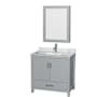 Wyndham Collection Sheffield 36" Free Standing Single Basin Vanity Set with Cabinet, Marble Vanity Top, and Medicine Cabinet Gray / White Carrara Marble Top / Brushed Chrome Hardware