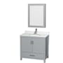 Wyndham Collection Sheffield 36" Free Standing Single Basin Vanity Set with Cabinet, Quartz Vanity Top, and Medicine Cabinet Gray / Giotto Quartz Top / Brushed Chrome Hardware