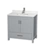 Wyndham Collection Sheffield 36" Free Standing Single Basin Vanity Set with Cabinet and Quartz Vanity Top Gray / Giotto Quartz Top / Brushed Chrome Hardware