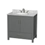 Wyndham Collection Sheffield 36" Free Standing Single Basin Vanity Set with Cabinet and Marble Vanity Top Dark Gray / White Carrara Marble Top / Brushed Chrome Hardware