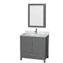 Wyndham Collection Sheffield 36" Free Standing Single Basin Vanity Set with Cabinet, Marble Vanity Top, and Medicine Cabinet Dark Gray / White Carrara Marble Top / Brushed Chrome Hardware