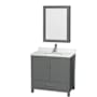 Wyndham Collection Sheffield 36" Free Standing Single Basin Vanity Set with Cabinet, Quartz Vanity Top, and Medicine Cabinet Dark Gray / Giotto Quartz Top / Brushed Chrome Hardware