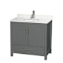 Wyndham Collection Sheffield 36" Free Standing Single Basin Vanity Set with Cabinet and Quartz Vanity Top Dark Gray / White Quartz Top / Brushed Chrome Hardware