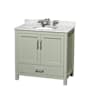 Wyndham Collection Sheffield 36" Free Standing Single Basin Vanity Set with Cabinet and Marble Vanity Top Light Green / Brushed Nickel Hardware
