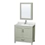 Wyndham Collection Sheffield 36" Free Standing Single Basin Vanity Set with Cabinet, Marble Vanity Top, and Medicine Cabinet Light Green / Brushed Nickel Hardware