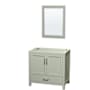 Wyndham Collection Sheffield 36" Single Free Standing Vanity Cabinet - Less Vanity Top Light Green / Brushed Nickel Hardware